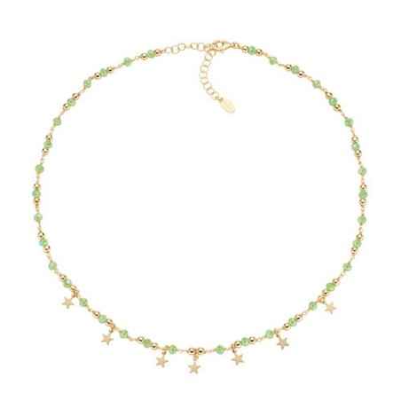 COLLANA CHARM DORATA E CRISTALLI VERDE CHIARO AMEN CLMSTEGVE Amen