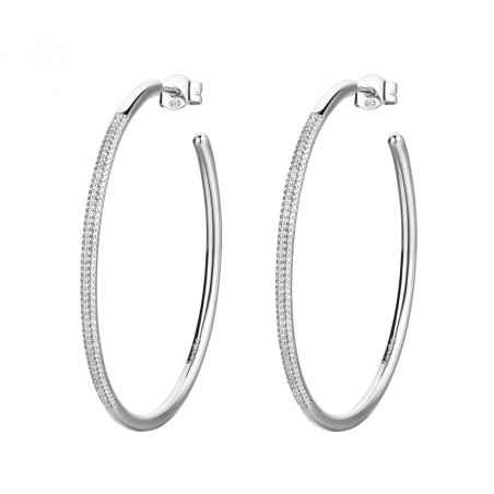 ORECCHINI CERCHIO ARGENTO E ZIRCONI DONNA ROSATO  RZBI48 ROSATO