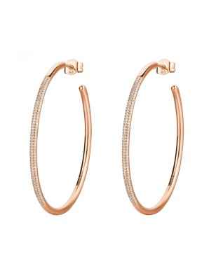 ORECCHINI CERCHIO PLACCATO ORO ROSA DONNA ROSATO  RZBI49 ROSATO