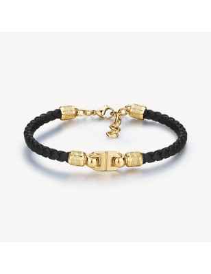 BRACCIALE KNOCKER CORDINO NERO PVD ORO UOMO BROSWAY  BKC20 Brosway