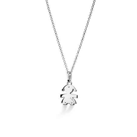COLLANA BIMBA ORO BIANCO PAVE DIAMANTI I PREZIOSI LE BEBE'