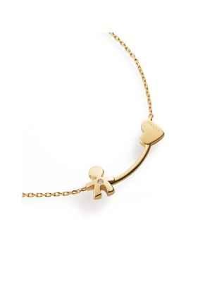 COLLANA BIMBO CUORE ORO GIALLO DIAMANTE LES PETITS LE BEBE'