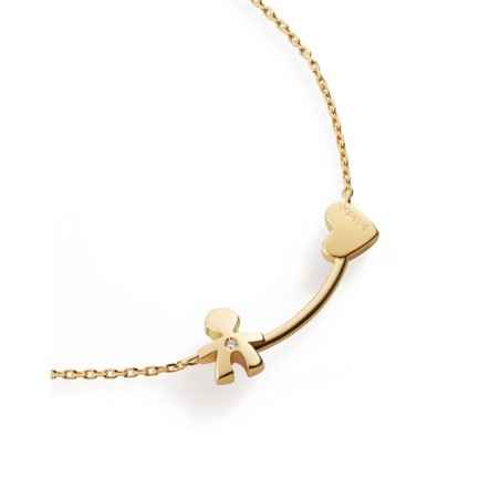 COLLANA BIMBO CUORE ORO GIALLO DIAMANTE LES PETITS LE BEBE'