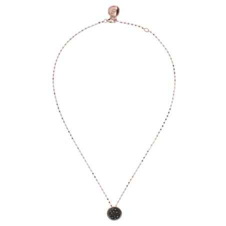 COLLANA PENDENTE TONDO PAVE' NERO DONNA BRONZALLURE 