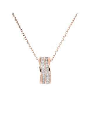 COLLANA PENDENTE DOPPIA ONDA E ZIRCONI DONNA BRONZALLURE 