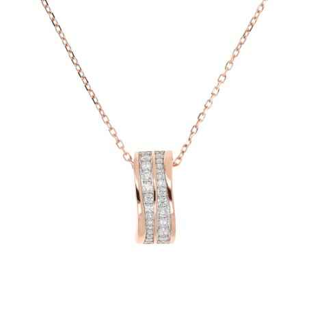 COLLANA PENDENTE DOPPIA ONDA E ZIRCONI DONNA BRONZALLURE 