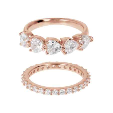 ANELLO SET ANELLI CON CUORI E ZIRCONI MIS.18 DONNA BRONZALLURE 