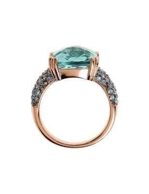 ANELLO PRISMA GEM QUADRATA E PAVE' VERDE BRONZALLURE