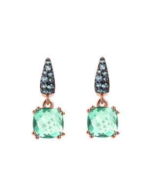 ORECCHINI PENDENTI PRISMA E PAVE' VERDE DONNA BRONZALLURE  WSBZ02182.GREEN BRONZALLURE