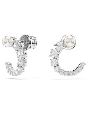 ORECCHINI CERCHIO MATRIX CRYSTAL PEARL RODIO SWAROVSKI 5692260 Swarovski