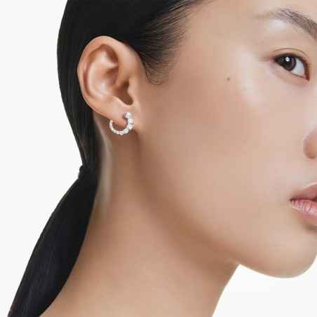 ORECCHINI CERCHIO MATRIX CRYSTAL PEARL RODIO SWAROVSKI