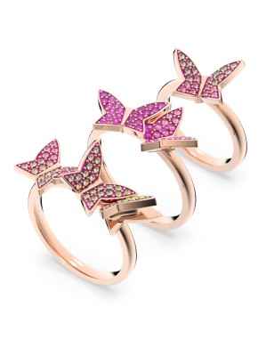 ANELLO SET 3 LILIA FARFALLA ROSA M55 DONNA SWAROVSKI  5636417 Swarovski
