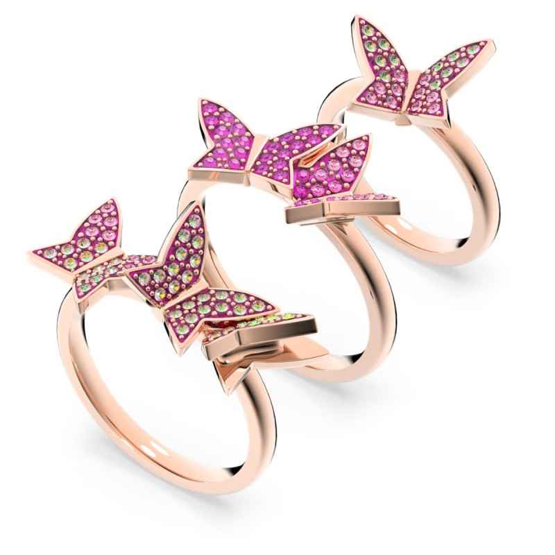 ANELLO SET 3 FARFALLA ROSA M58 DONNA SWAROVSKI ANELLO SET 3 FARFALLA ROSA M58 DONNA SWAROVSKI