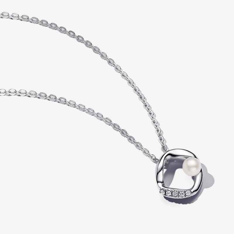 COLLANA CERCHIO LINEA SINUOSA PERLA DONNA PANDORA COLLANA CERCHIO LINEA SINUOSA PERLA DONNA PANDORA