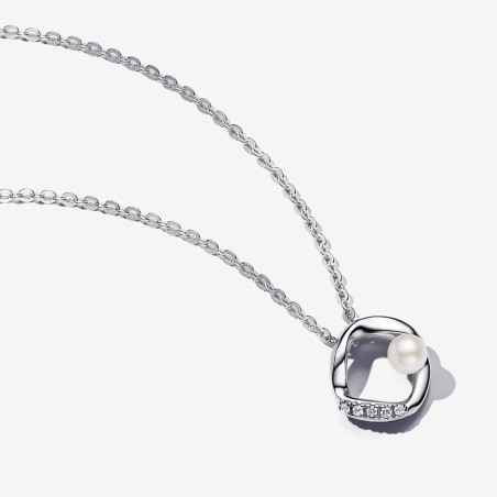 COLLANA CERCHIO LINEA SINUOSA PERLA DONNA PANDORA 393303C01-45 Pandora