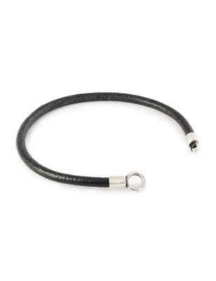 BRACCIALE PELLE E ARGENTO NERO 22CM TROLLBEADS TLEBR-00086 Trollbeads