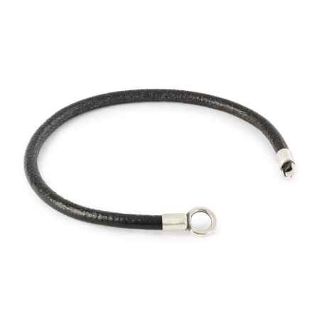 BRACCIALE PELLE E ARGENTO NERO 22CM TROLLBEADS TLEBR-00086 Trollbeads