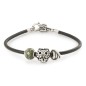 BRACCIALE PELLE E ARGENTO NERO 22CM TROLLBEADS