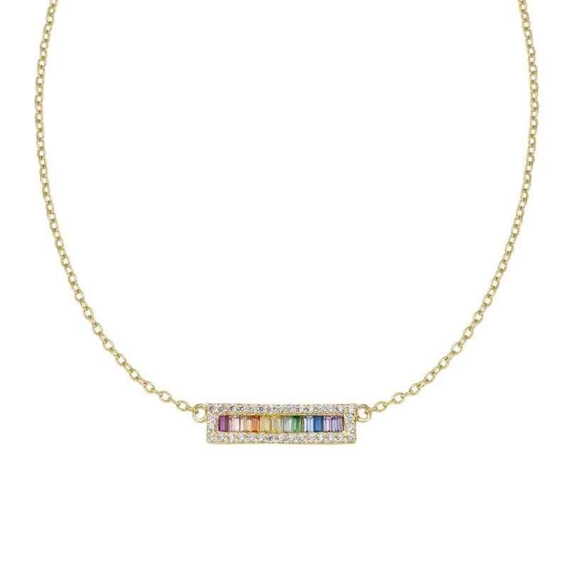GIROCOLLO ARCOBALENO CON BARRETTA DI ZIRCONI AMEN ELEGANCE