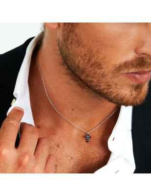 COLLANA PENDENTE CROCE E ZIRCONI NERI UOMO MORELLATO  SATT13 Morellato