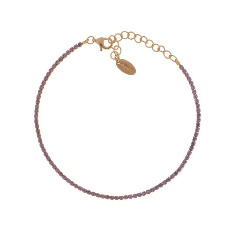 BRACCIALE TENNISMANIA DORATO ZIRCONI VIOLA DONNA AMEN