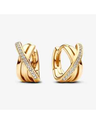 ORECCHINI CERCHI LINEE INTRECCIATE DORATI DONNA PANDORA  263150C01 Pandora