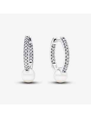 ORECCHINI CERCHI PERLE PAVE' DI ZIRCONI DONNA PANDORA  293171C01 Pandora