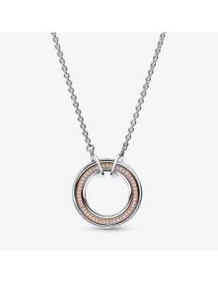 COLLANA CERCHIO BICOLORE LOGO E PAVE' 50CM DONNA PANDORA  382772C01-50 Pandora