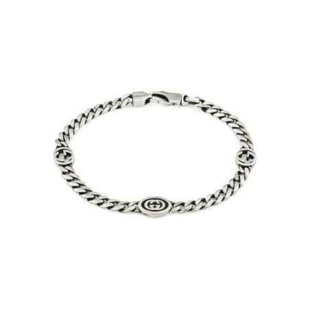 BRACCIALE LOGO GG 18CM UOMO-DONNA GUCCI INTERLOCKING G YBA678660001018 Gucci