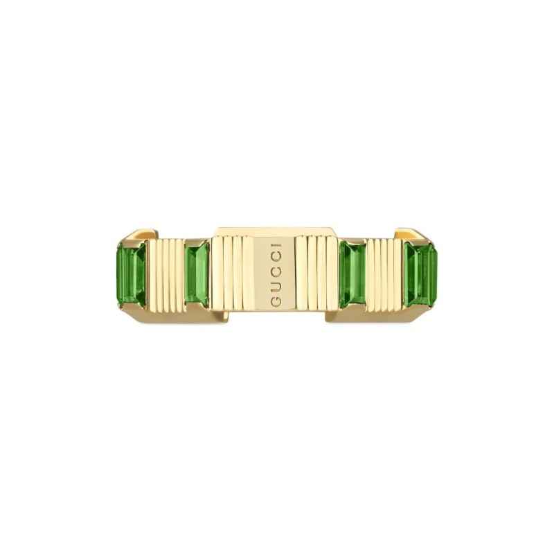 ANELLO ORO GIALLO E TORMALINE VERDI DONNA GUCCI LINK TO LOVE