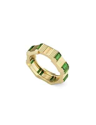 ANELLO ORO GIALLO E TORMALINE VERDI DONNA GUCCI LINK TO LOVE YBC702414002015 Gucci