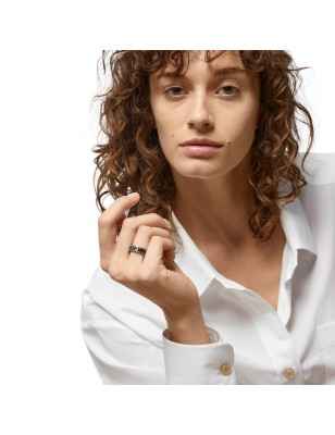 ANELLO IN ARGENTO SMALTO NERO M15 DONNA GUCCI INTERLOCKING G YBC645573002015 Gucci