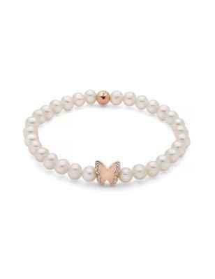 BRACCIALE PERLE BIANCHE FARFALLA ROSE DONNA MILUNA  PBR3502R-TPZ MILUNA