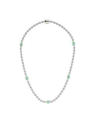 COLLANA IN ARGENTO E SMALTO VERDE UOMO-DONNA GUCCI INTERLOCKING G