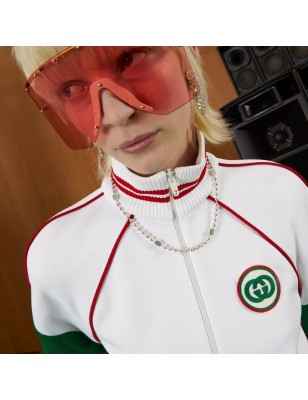 COLLANA IN ARGENTO E SMALTO VERDE UOMO-DONNA GUCCI INTERLOCKING G YBB70161100100U Gucci