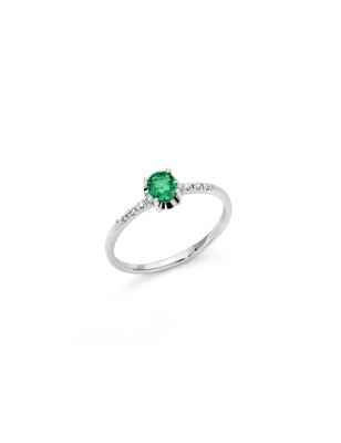 ANELLO ORO BIANCO SMERALDO OVALE DIAMANTI DONNA MILUNA LE GEMME
