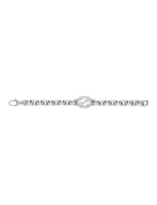 BRACCIALE A CATENA IN ARGENTO 18 CM UOMO GUCCI INTERLOCKING G YBA627068002018 Gucci