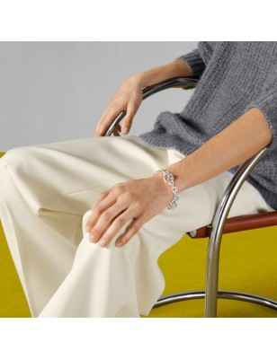 BRACCIALE A CATENA IN ARGENTO 19CM UOMO GUCCI INTERLOCKING G YBA627068002019 Gucci