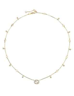 COLLANA IN ORO GIALLO E DIAMANTI 0.27 CT DONNA GUCCI INTERLOCKING G YBB72940200200U Gucci