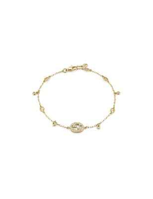 BRACCIALE ORO GIALLO DIAMANTI 0.20 CT DONNA GUCCI INTERLOCKING G YBA729403002017 Gucci