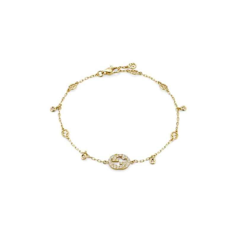 BRACCIALE ORO GIALLO DIAMANTI 0.20 CT DONNA GUCCI INTERLOCKING G BRACCIALE ORO GIALLO DIAMANTI 0.20 CT DONNA GUCCI INTERLOCKING G