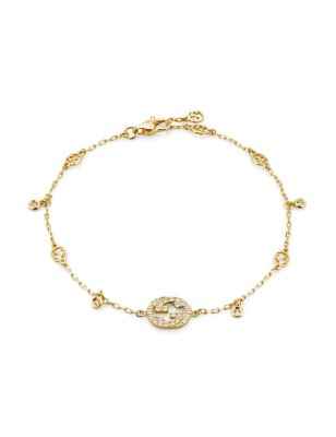 BRACCIALE ORO GIALLO DIAMANTI 0.20 CT DONNA GUCCI INTERLOCKING G YBA729403002017 Gucci