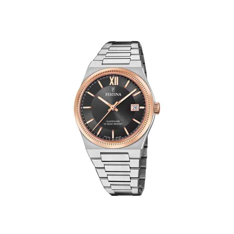 OROLOGIO SWISS MADE BICOLORE NERO 40MM UOMO FESTINA 