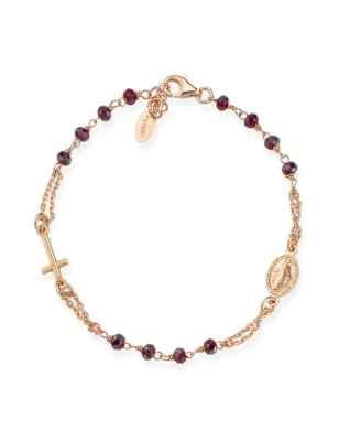 BRACCIALE ROSARIO ROSE' CRISTALLI AMARANTO UOMO-DONNA AMEN  BRORA3 AMEN