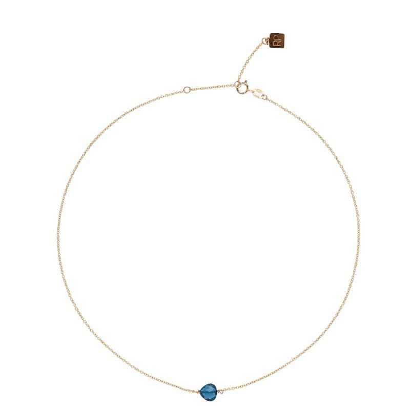 GIROCOLLO ORO 9KT BLU LONDON ROSSOPREZIOSO SEMINO D'AMORE