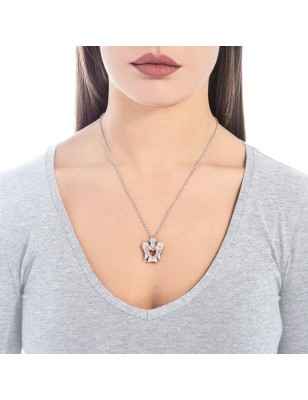 COLLANA PENDENTE ANGELO E CUORE ROSATO ROBERTO GIANNOTTI