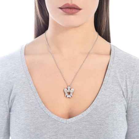 COLLANA PENDENTE ANGELO E CUORE ROSATO ROBERTO GIANNOTTI