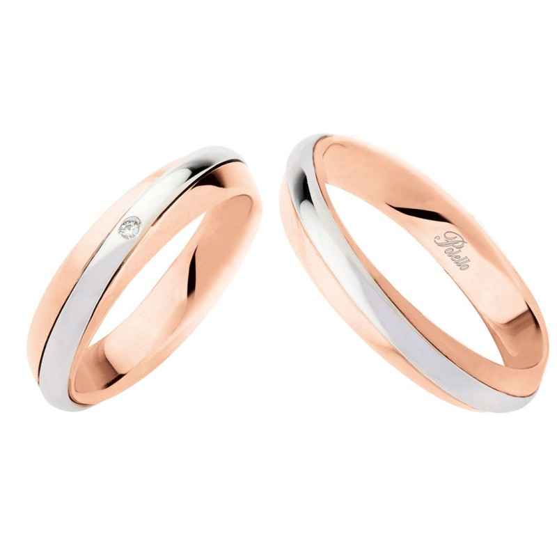 ANELLO ORO BIANCO E ROSA CON DIAMANTE 0.02 DONNA POLELLO  ANELLO ORO BIANCO E ROSA CON DIAMANTE 0.02 DONNA POLELLO