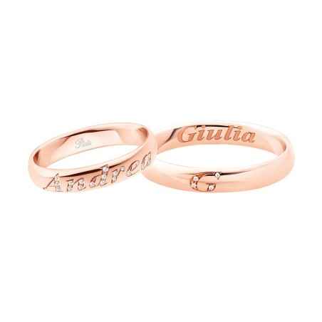 ANELLO FEDE IN ORO ROSA INIZIALE DIAMANTI UOMO-DONNA POLELLO  3111UR POLELLO