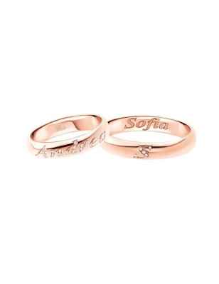 ANELLO FEDE CON INIZIALE ORO ROSA DIAMANTI UOMO-DONNA POLELLO 3112UR POLELLO